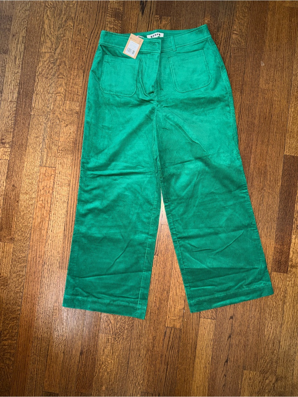 Boden Green Wide-Leg Corduroy Trousers
